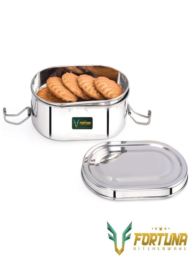 FORTUNA KITCHENWARE Stainless Steel Tiffin Box for Kids | Stainless Steel Lunch Box for Kids & Office | Steel Seperator Plate & Locking Clip | Friendly Lid, Rectangle Shape (Capsule, Medium) - Image 4